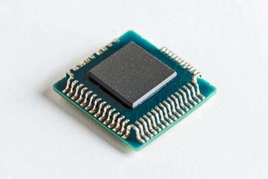 Microchip on circuit board, free background.