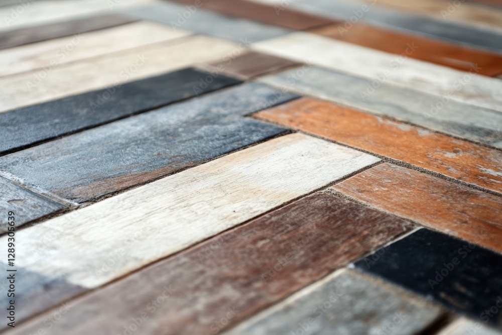 Poster laying floor tiles with precise alignment of each tile.