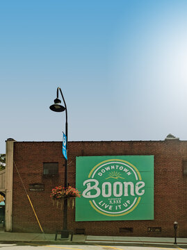 Boone, NC - USA - 09-09-2024: Mural welcoming visitors to downtown Boone