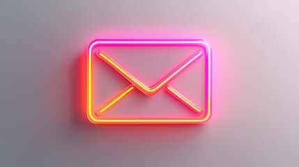A vibrant neon envelope icon, symbolizing email communication, set against a subtle gradient background.