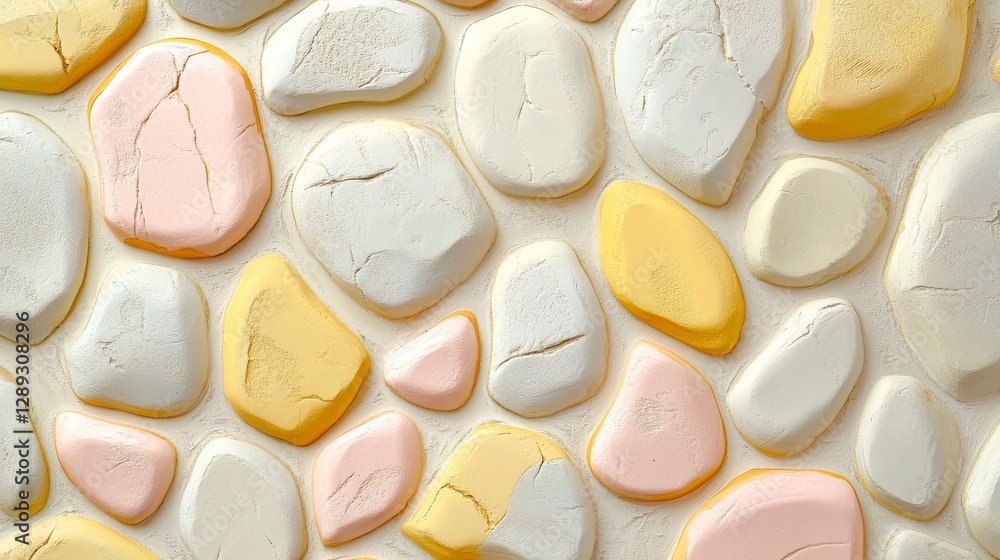 Poster colorful and smooth rounded stones in an arranged pattern