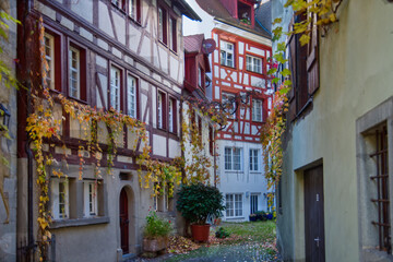 Old half-timbered houses in Meersburg on Lake Constance