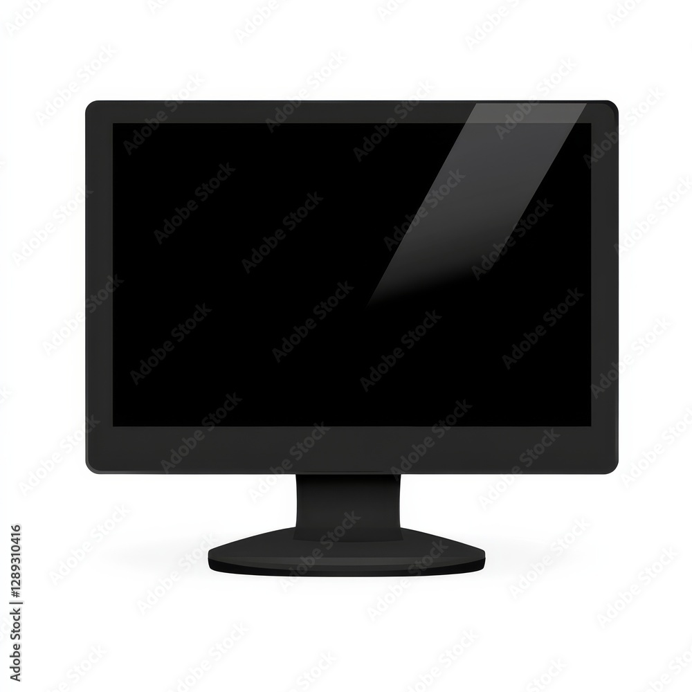 Fototapete Sleek Black Computer Monitor Displaying a Blank Screen, Ideal for Technology Mockups and Design Templates.