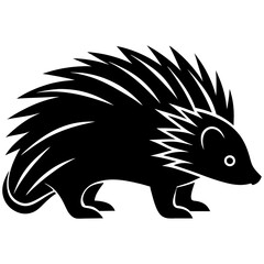 High-Quality Porcupine Silhouette Vector Icon White Background. 