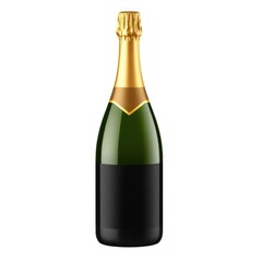 Champagne bottle with golden foil and no label for festive occasions. Perfect Any Project.