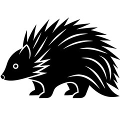 High-Quality Porcupine Silhouette Vector Icon White Background. 