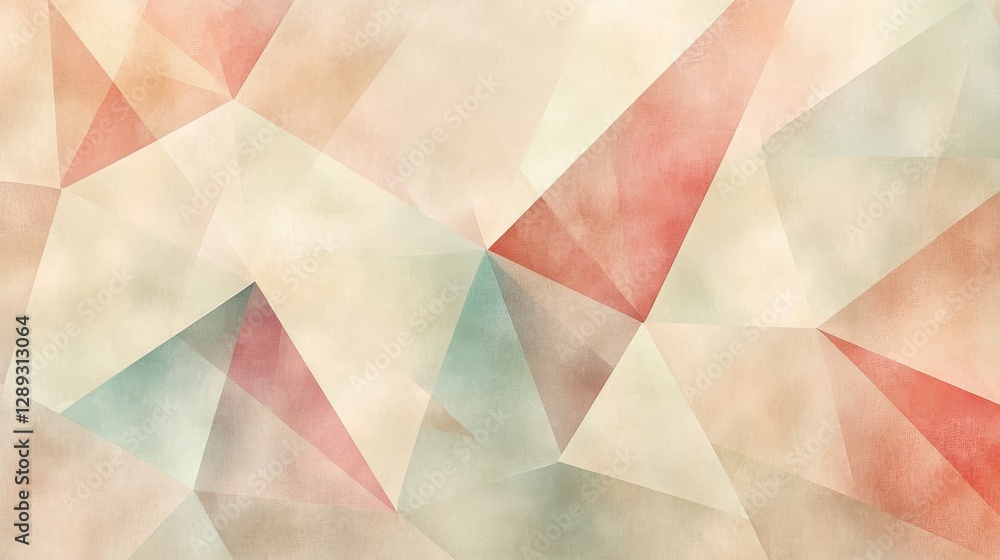 Poster pastel geometric design with triangular shapes and soft colors