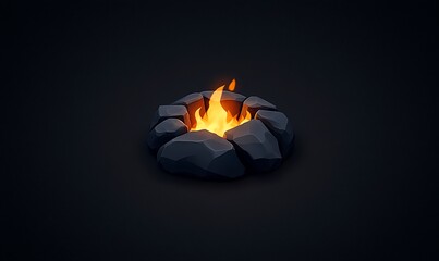 Fototapeta premium 3D rendered cartoon campfire on dark background.