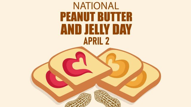 National Peanut Butter and Jelly Day vector. Toasted bread with peanut butter and strawberry jam icon vector. American delicacy food icon. Peanut Butter and Jelly Day Poster, April 2. Important day
