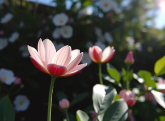 Obraz premium Delicate Pink Lotus Flowers in Bloom with Deep Red Petal Edges