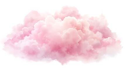 Fototapeta premium Dreamy pink watercolor clouds with soft fluffy textures and delicate floral accents, creating a romantic, serene, and ethereal aesthetic, perfect for backgrounds and decor