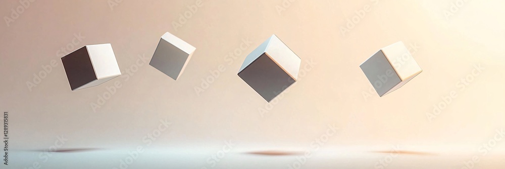 Aufkleber dynamic shadow dance of floating cubes in abstract infinite space