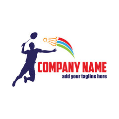 badminton sports logo design vector