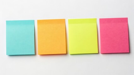 Fototapeta premium Four Colorful Sticky Notes on White Background
