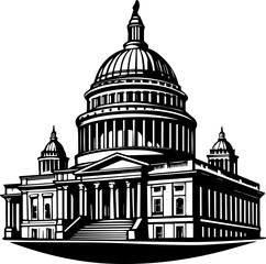 United States Capitol Hill Building Silhouette, Government, Politics, and Washington D.C. Symbol
