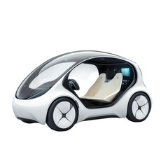 A Futuristic Self-Driving Electric Car Isolated on Transparent Background