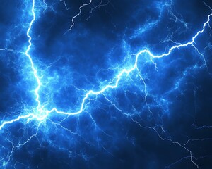 Blue Lightning Strike over Dark Sky