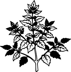 Line art of branch of a tree and flower vector illustration