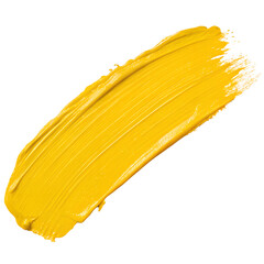 yellow paint stroke on transparent background