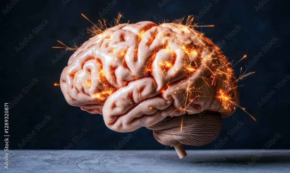 Poster exploring the mind: a stunning visualization of the brain showcasing creativity and intellect with s