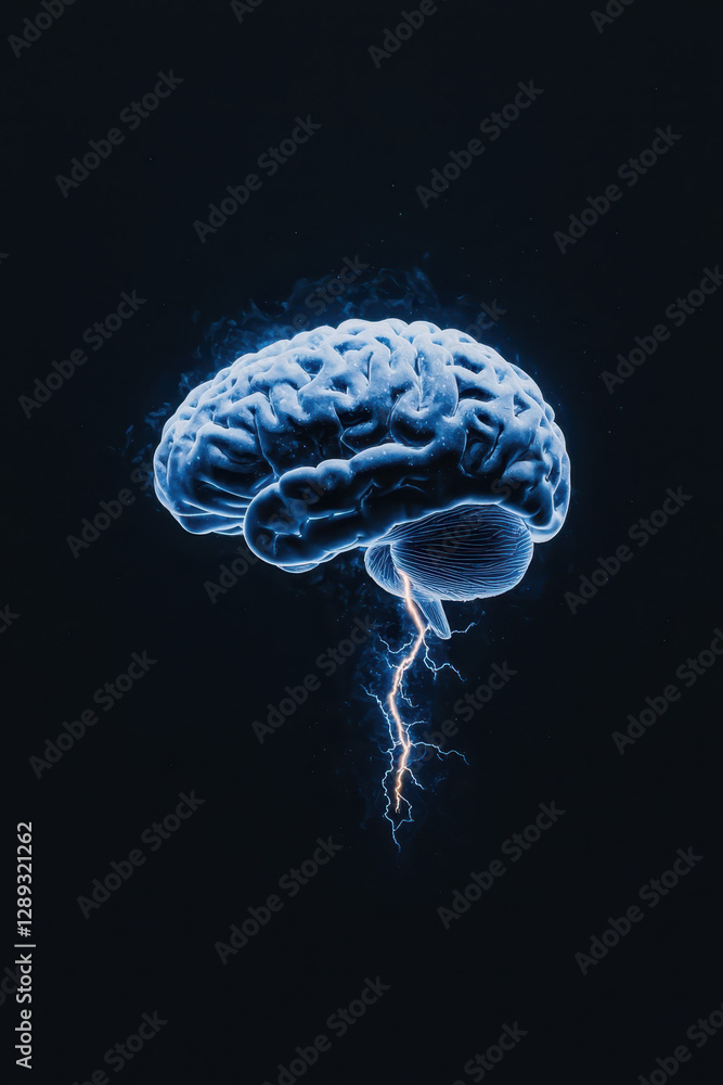 Aufkleber a mesmerizing visualization of the brain's power harnessed by lightning, representing the dynamic na