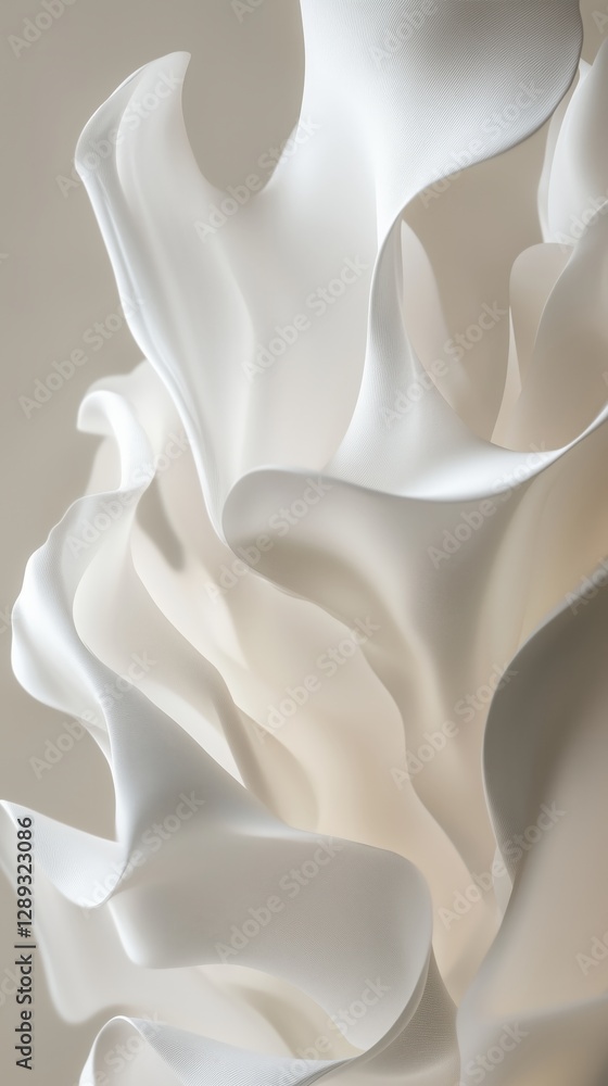 Poster abstract fabric sculpture with dynamic curves and soft lighting creating an elegant and modern visua