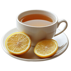 Cup of Hot Tea with a Fresh Lemon Slice, Perfect for Relaxing and Comforting Drinks