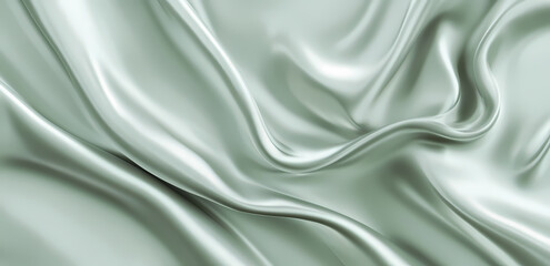 Obraz premium Light green background, light gray silk satin fabric, smooth and delicate texture, subtle gradient effect