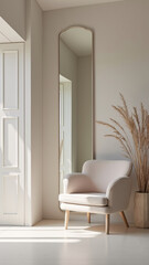 Minimalist Lounge with Armchair and Floor Mirror