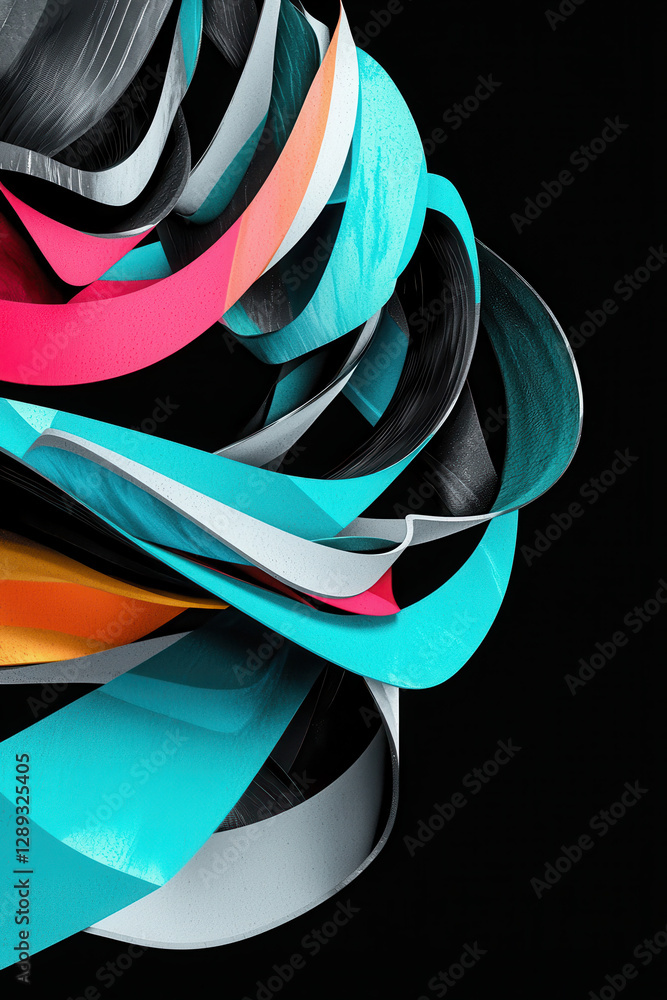 Poster explore dynamic abstract shapes: a colorful digital experience of modern graphic resources and visua
