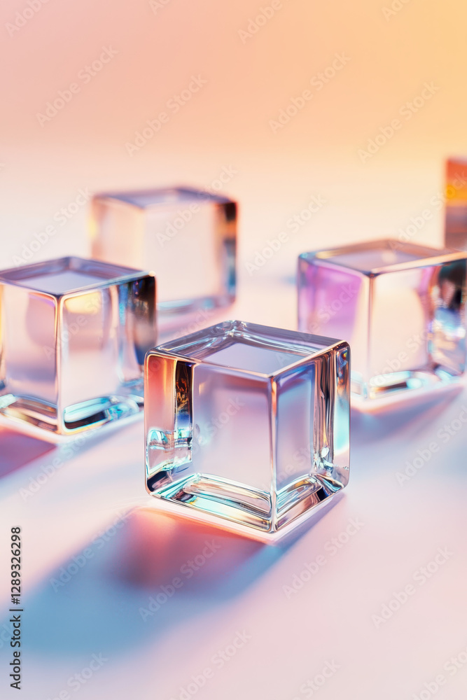 Aufkleber captivating ice cubes: a mesmerizing display of color and light for refreshing drinks and elegant oc