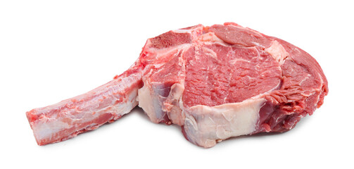 One raw beef steak isolated on white