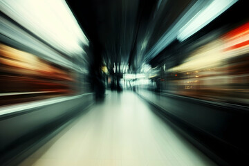 Abstract speed motion blur effect inside a futuristic tunnel showcase