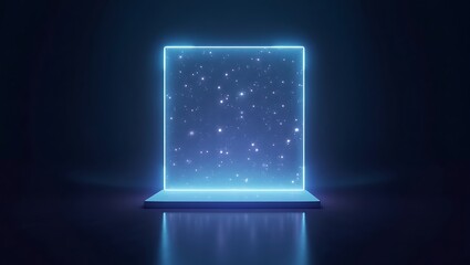 Neon Square Portal to the Cosmos: A Futuristic Digital Landscape