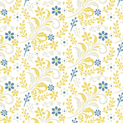 floral pattern with decorative garden foliage and detailed botanical stems for seamless textile applications
