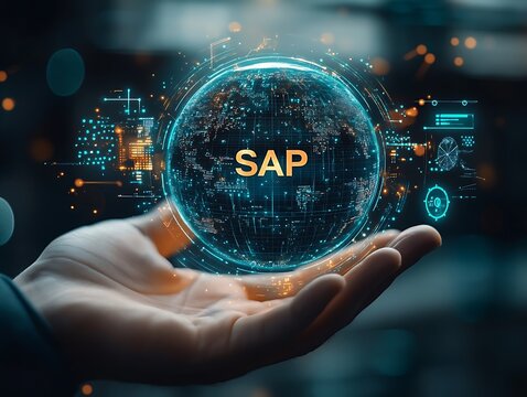 Hand Holding Hologram Earth SAP Business