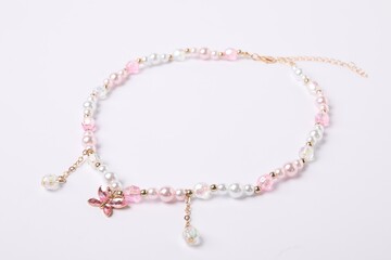 Cute necklace isolated on white. Child's accessory