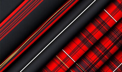 Fototapeta premium Abstract red black gold stripes checkered background.