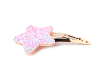 Cute hair clip with star isolated on white