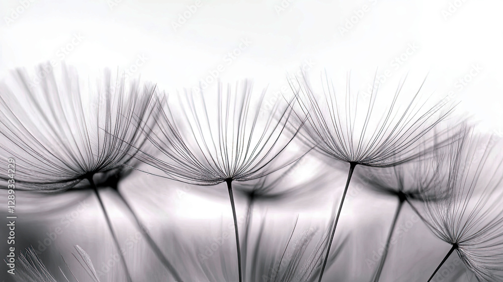 Poster delicate dandelion seeds floating gracefully in calm air on a serene day