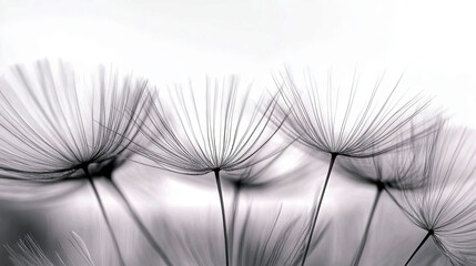 Delicate Dandelion Seeds Floating Gracefully in Calm Air on a Serene Day