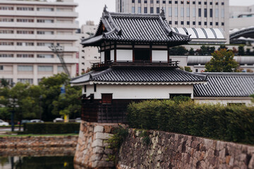 Hiroshima Castle, Hiroshima city, Carp Castle, Japan, autumn fall landscape vibrant view and momiji foliage, building, Hiroshima prefecture, travel to Japan