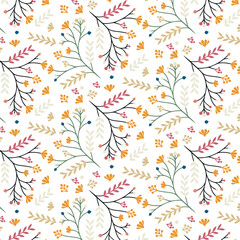 seamless floral pattern with delicate blossoms and ornamental leaves for wrapping paper and textile designs
