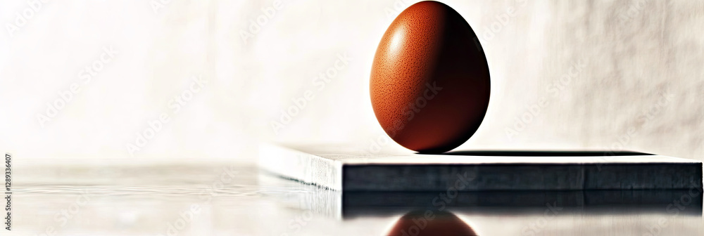 Poster floating egg in a serene space highlights purity and minimalism with graceful shadows