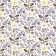 floral pattern with intricate foliage and ornamental details for seamless wallpaper and nature inspired prints
