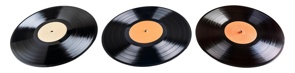 Obraz premium Vinyl records isolated on transparent background