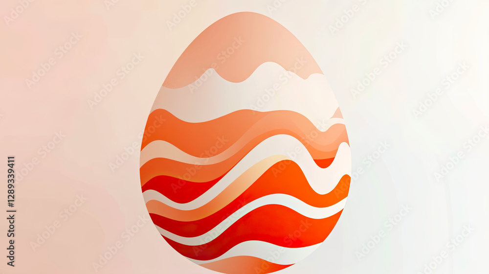 Poster abstract egg shape filled with sunrise-inspired gradient hues in a minimalist style