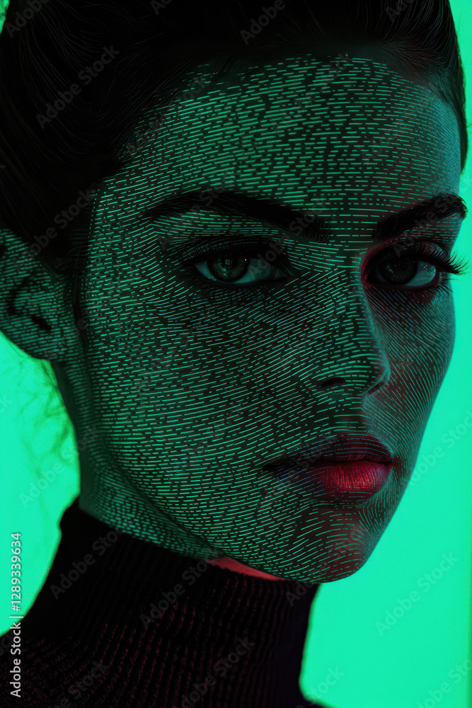 Poster exploring the fusion of color and light in modern portraiture: a captivating expression of identity 