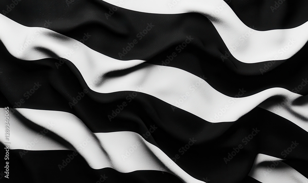 Poster striking black and white flag texture captured in elegant waves: a unique representation of identity