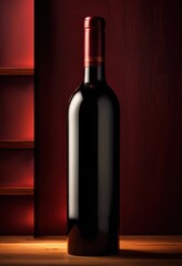 elegant minimalist design featuring wine bottle displayed within natural wood environment contemporary aesthetics, taste, texture, decor, style, light, shadow